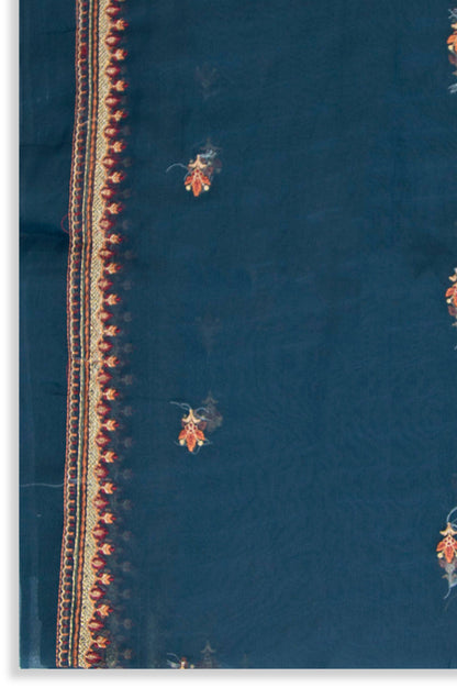 Printed Organza Dupatta - Blue