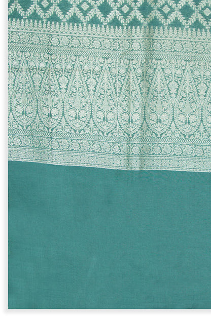 Printed Dyed Jacquard Dupatta - Green