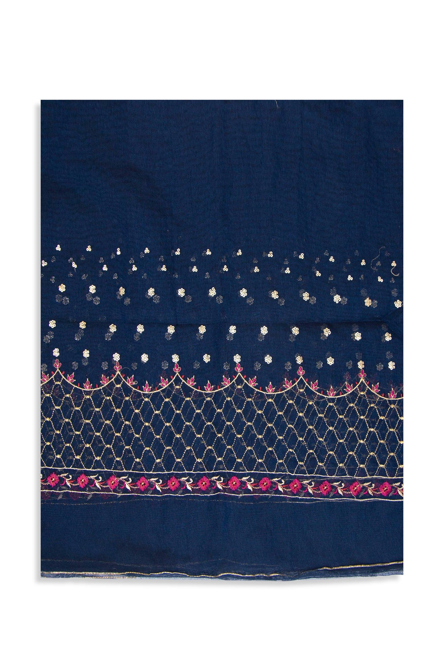 Printed Khaddi Net Dupatta - Blue