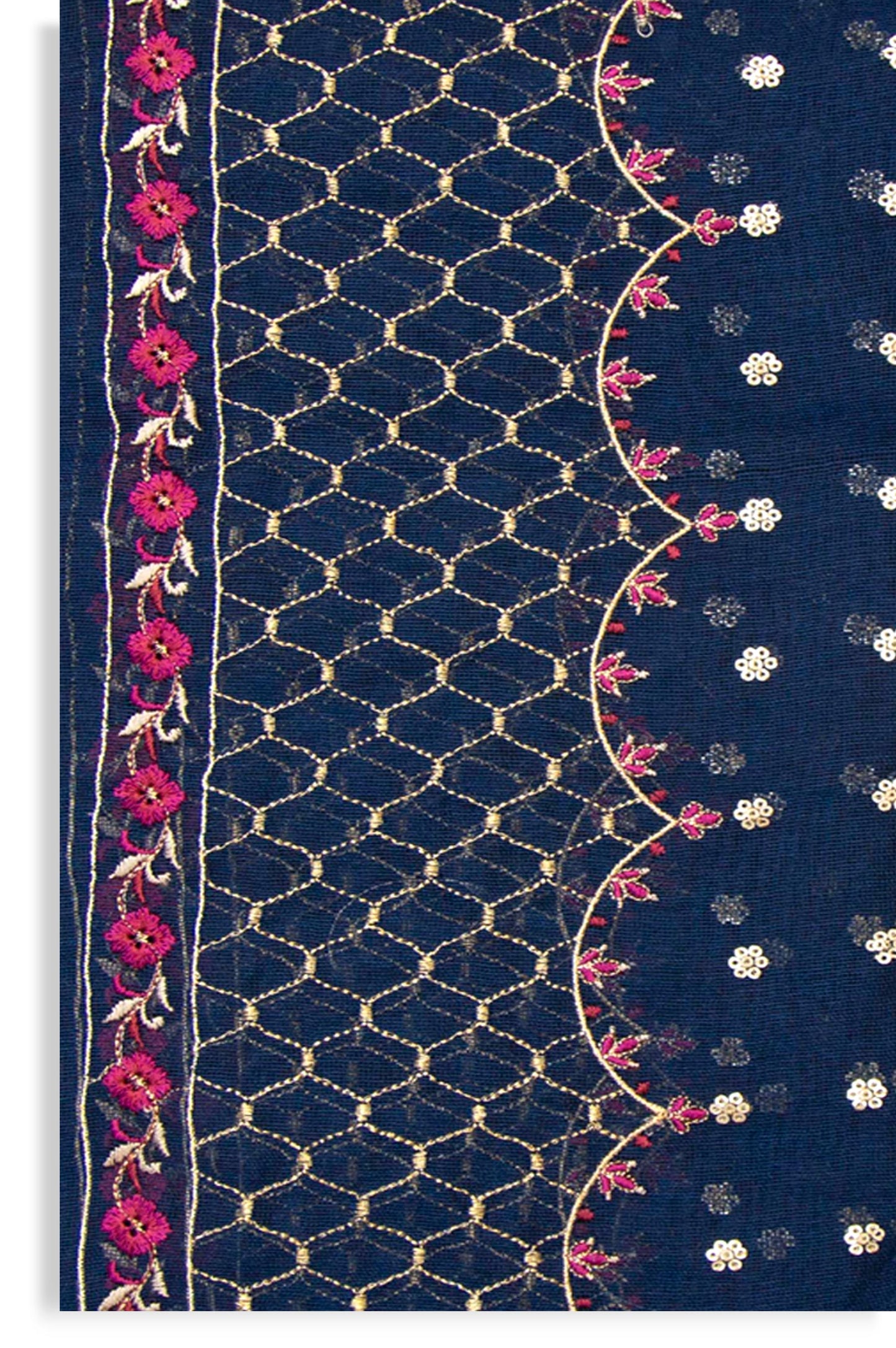 Printed Khaddi Net Dupatta - Blue