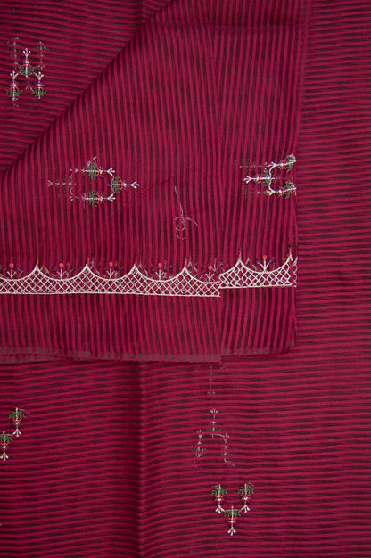 Printed Organza Dupatta - Maroon