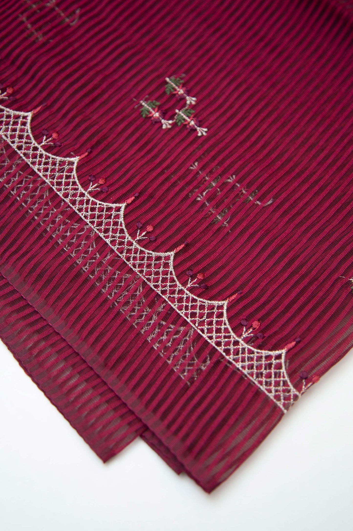 Printed Organza Dupatta - Maroon