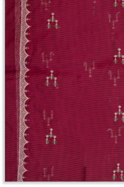 Printed Organza Dupatta - Maroon