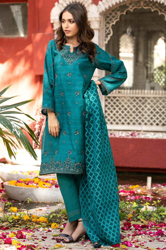 Unstitched 3 Piece Embroidered Suit