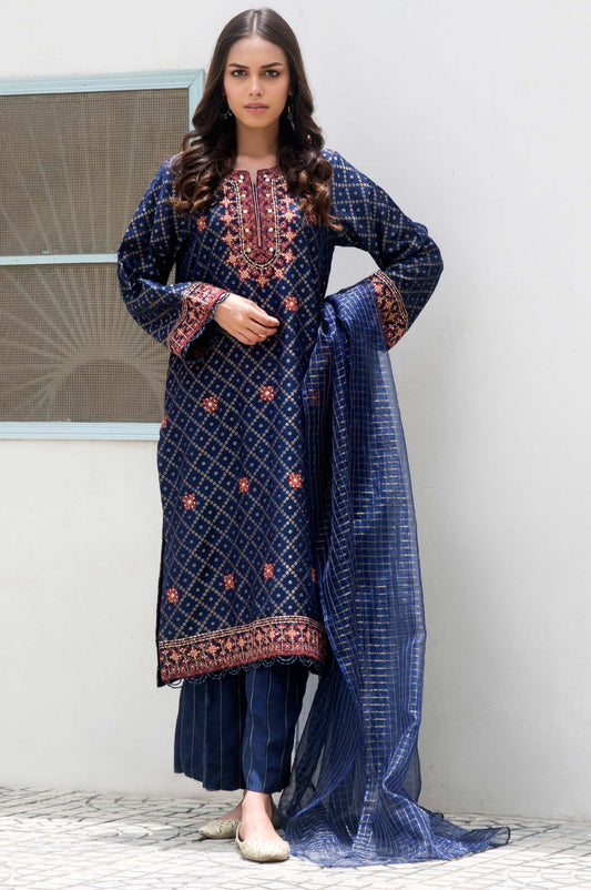 3 Piece Unstitched Suit-Fabric: Jacquard