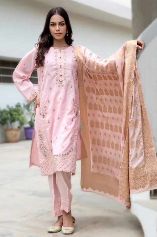 3 Piece Unstitched Suit-Fabric: Jacquard