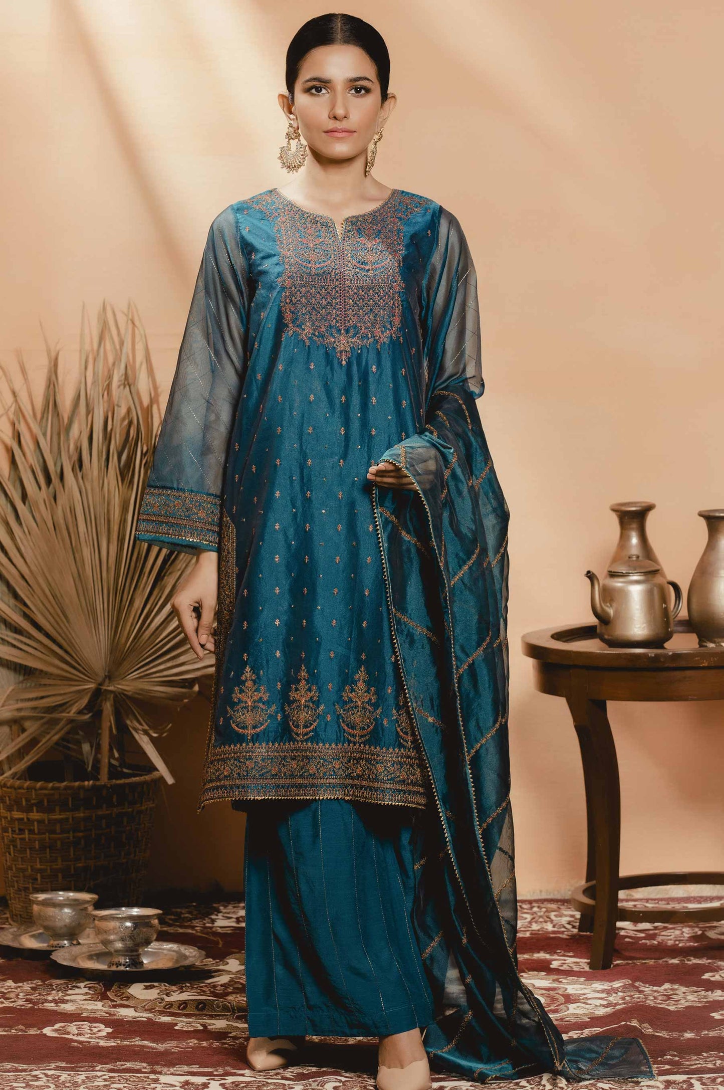 3 Piece Unstitched Embroidered Organza Suit