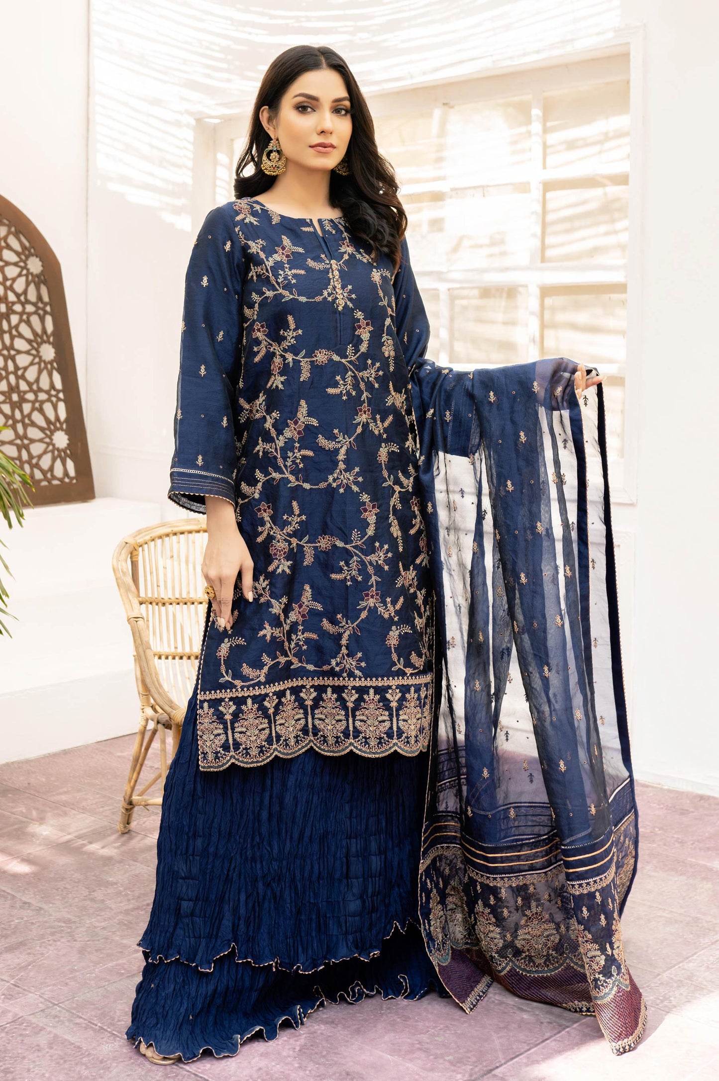 3 Piece Unstitched Embroidered Organza Suit