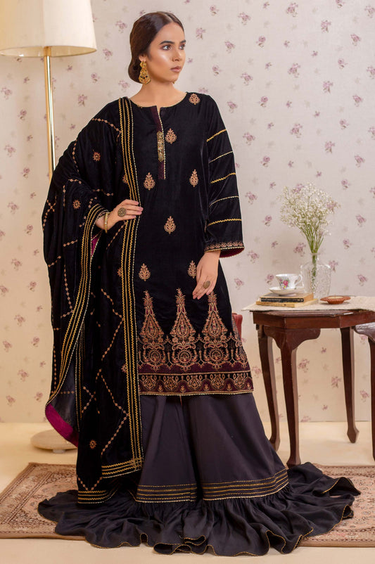 3 Piece Unstitched Embroidered Velvet Suit
