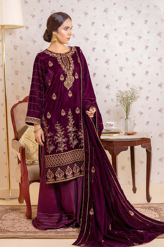 3 Piece Unstitched Embroidered Velvet Suit