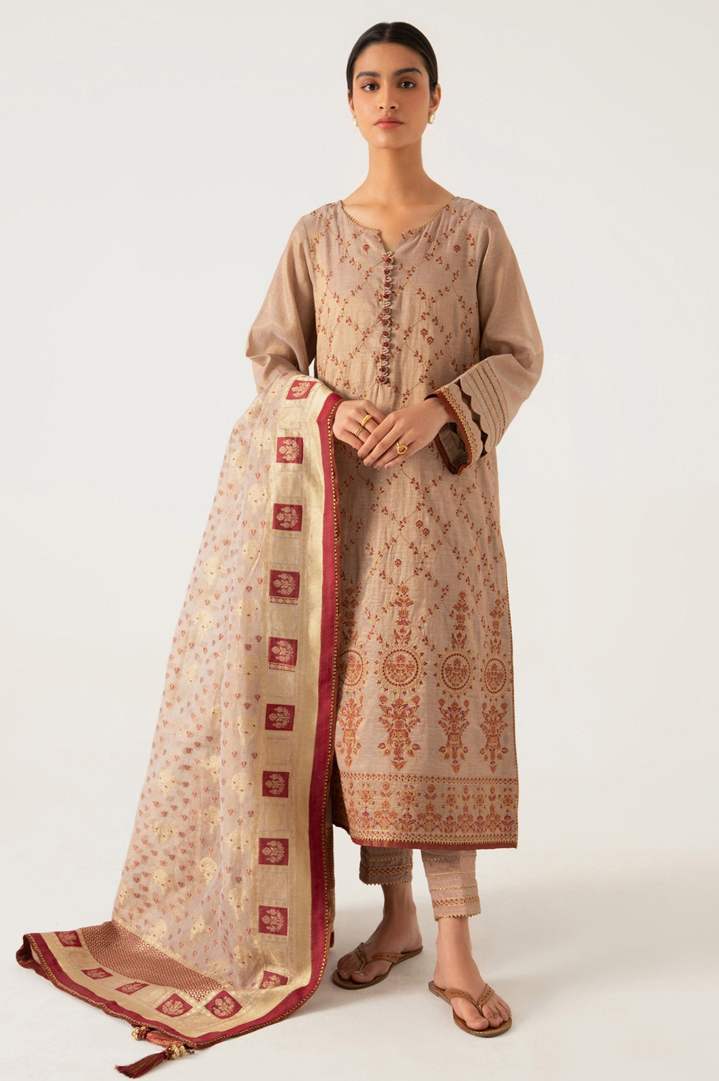 3 piece Unstitched Embroidered Mysuri Suit