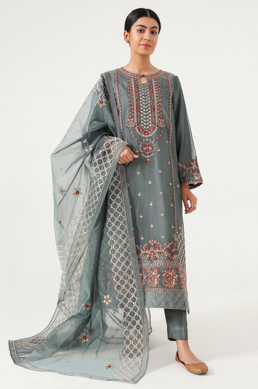 3 piece Unstitched Organza Suit