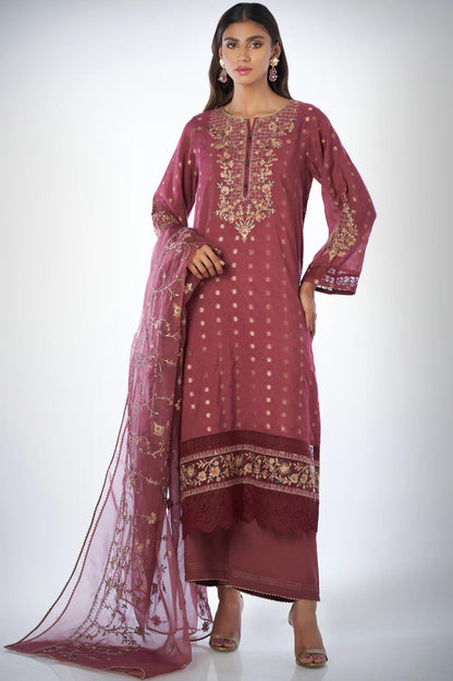 3 piece Unstitched Embroidered Zari Jacquard Suit