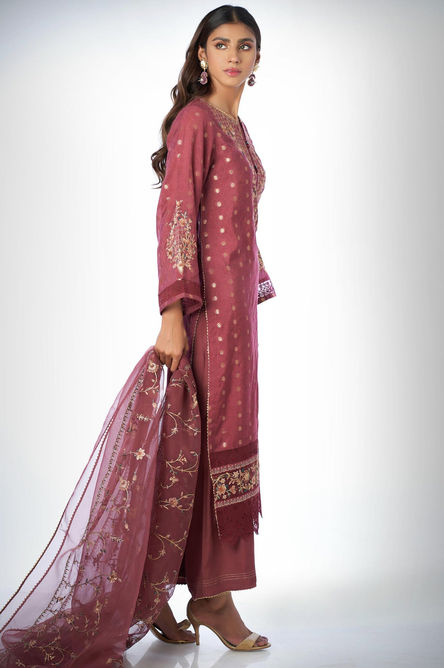 3 piece Unstitched Embroidered Zari Jacquard Suit