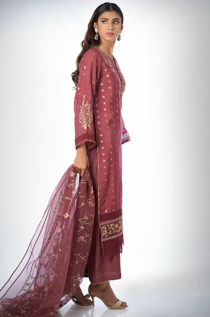 3 piece Unstitched Embroidered Zari Jacquard Suit