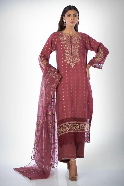 3 piece Unstitched Embroidered Zari Jacquard Suit