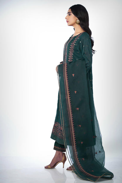 3 piece Unstitched Embroidered Zari Jacquard Suit