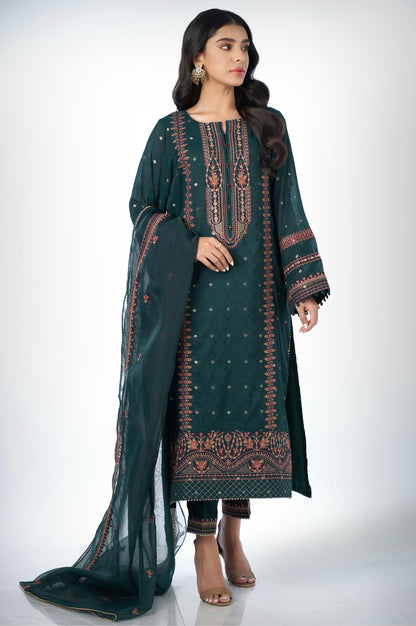 3 piece Unstitched Embroidered Zari Jacquard Suit