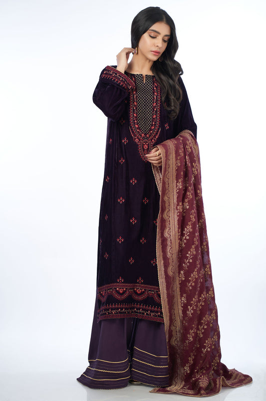 3 piece Unstitched Velvet Suit