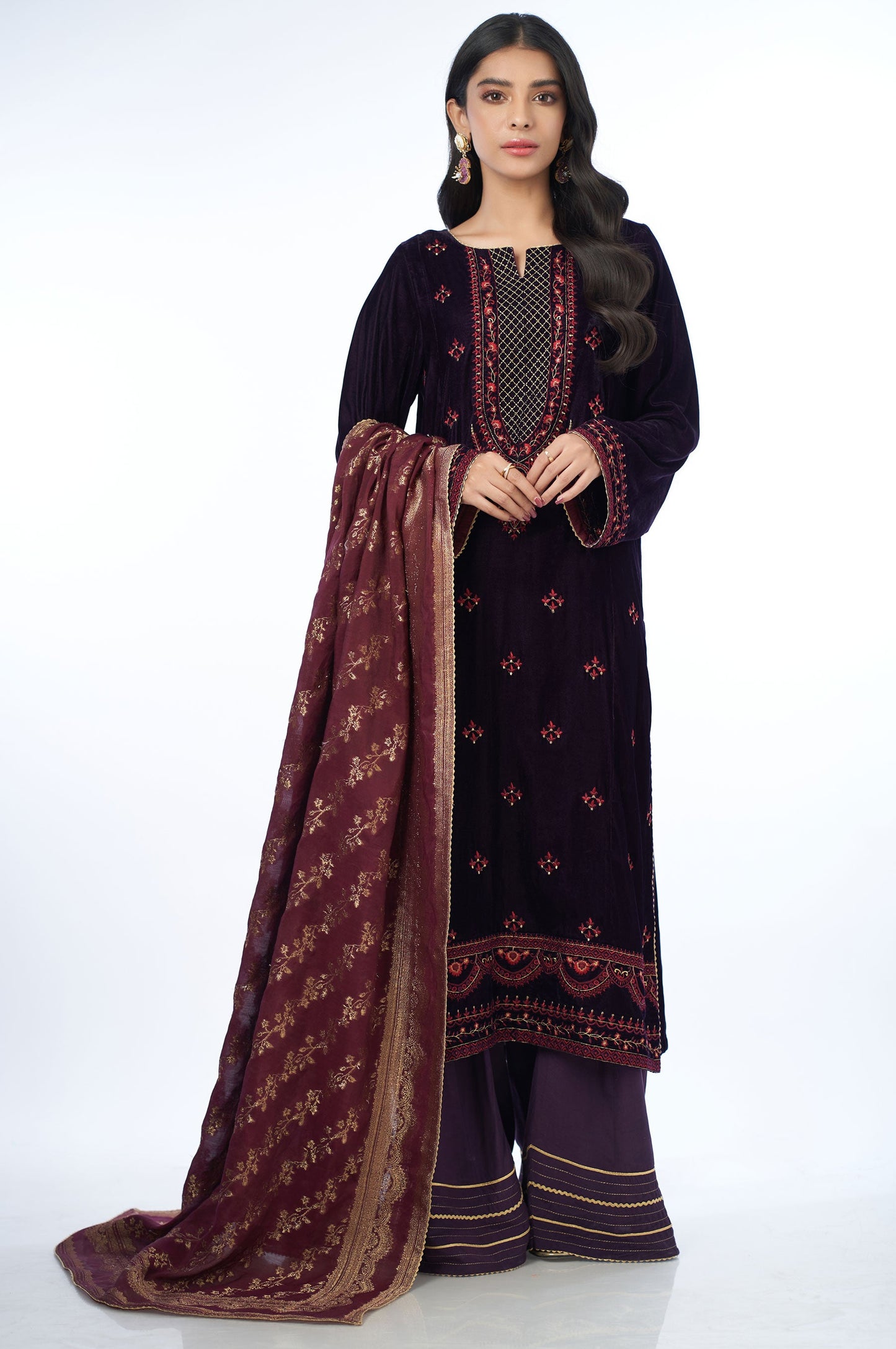 3 piece Unstitched Velvet Suit