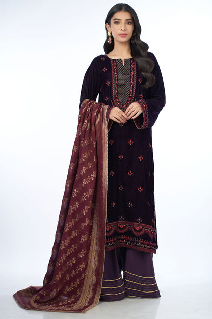3 piece Unstitched Velvet Suit
