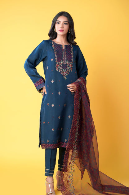 3 Pieces Unstitched Embroidered Organza Suit