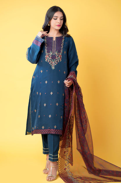 3 Pieces Unstitched Embroidered Organza Suit