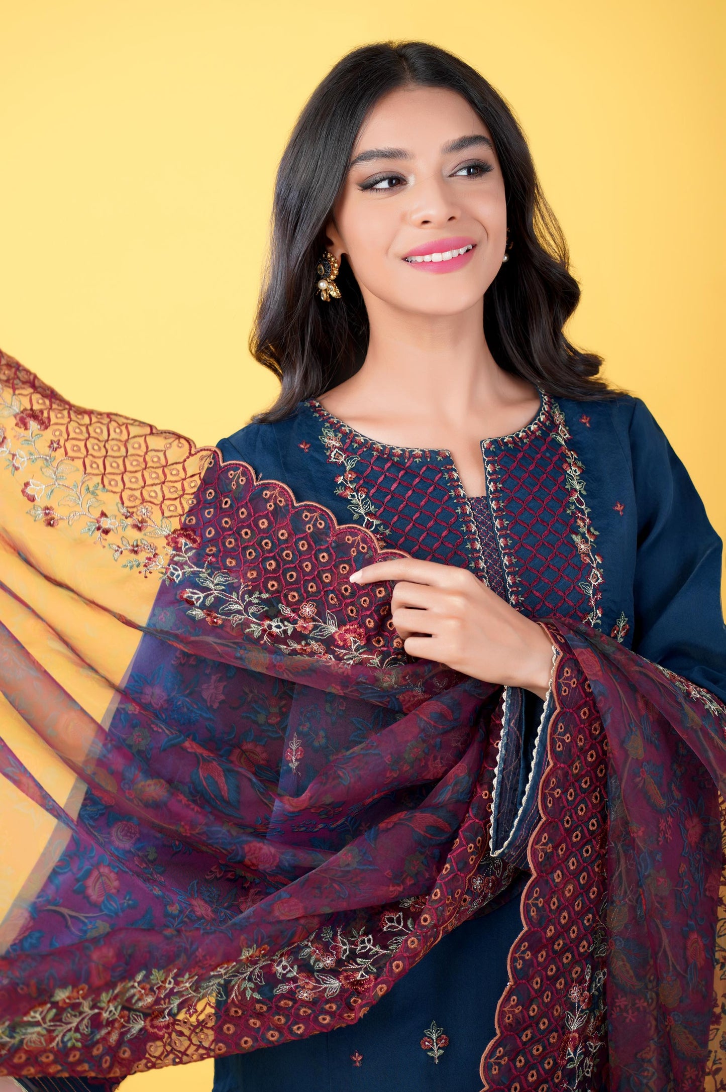 3 Pieces Unstitched Embroidered Organza Suit