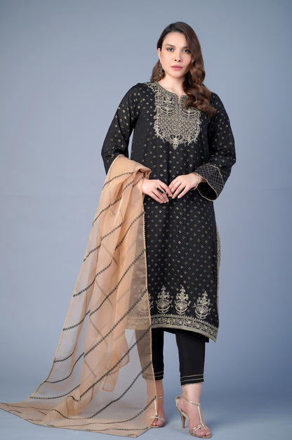 3 Piece Unstitched Embroidered Zari Jacquard Suit