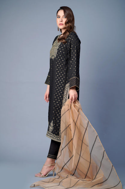 3 Piece Unstitched Embroidered Zari Jacquard Suit
