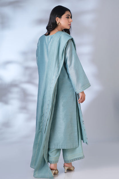 Unstitched 3 Piece Embroidered Cotton Net Suit