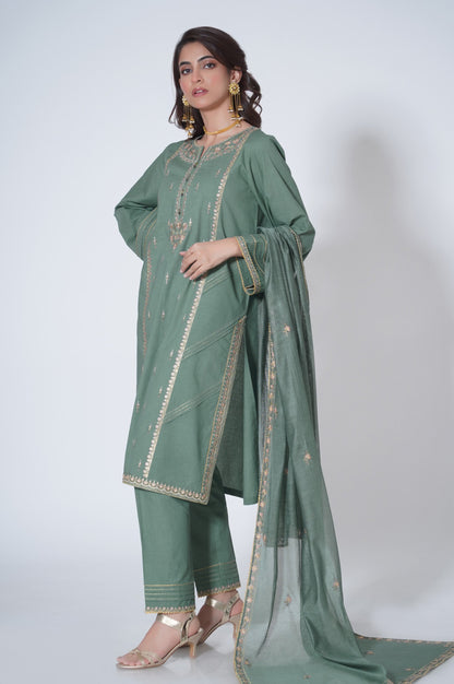 3 Piece Unstitched Embroidered Cambric Suit