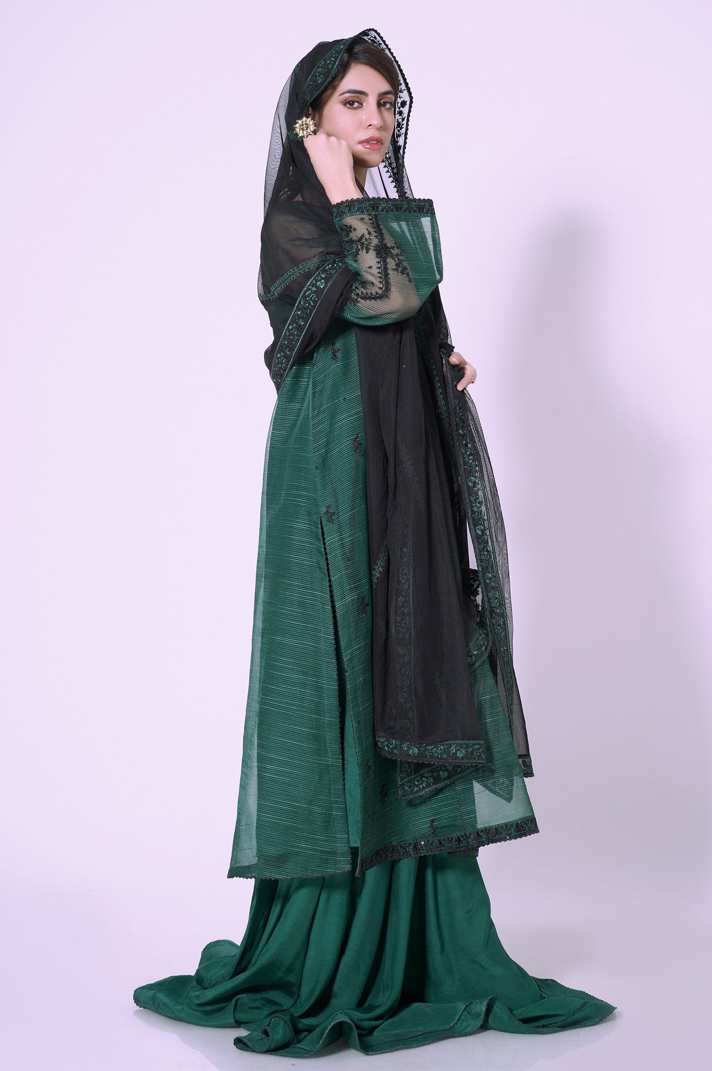 3 Pieces Unstitched Embroidered Textured Organza Suit