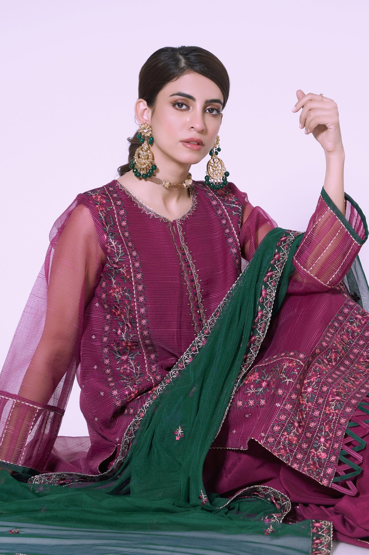 3 Piece Unstitched Embroidered Textured Organza Suit