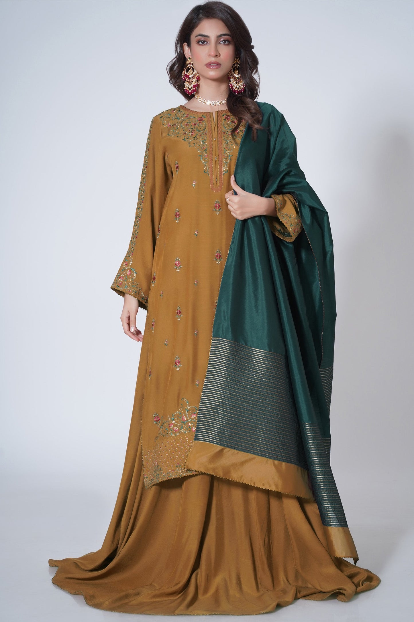 3 Piece Unstitched Embroidered Raw silk Suit