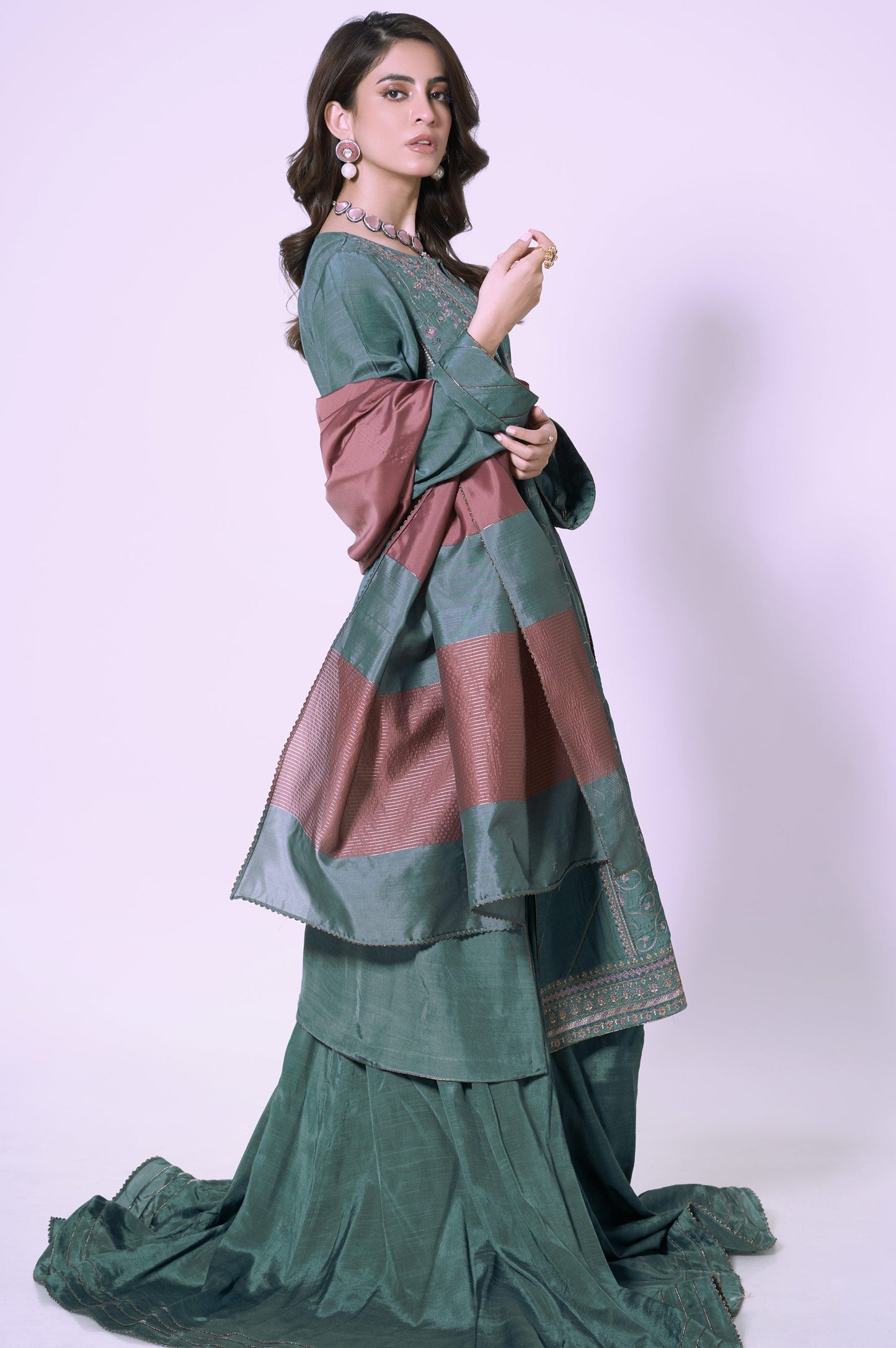 3 Piece Unstitched Embroidered Raw Silk Suit