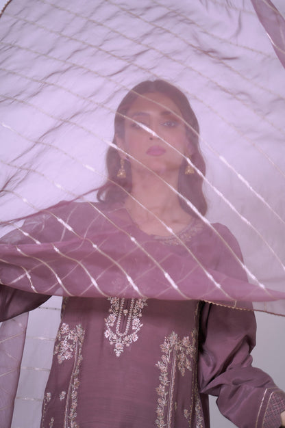 3 Piece Unstitched Embroidered Raw silk Suit