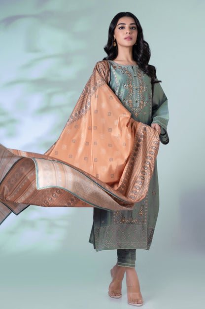 Unstitched 3 Piece Embroidered Cotton Net Suit