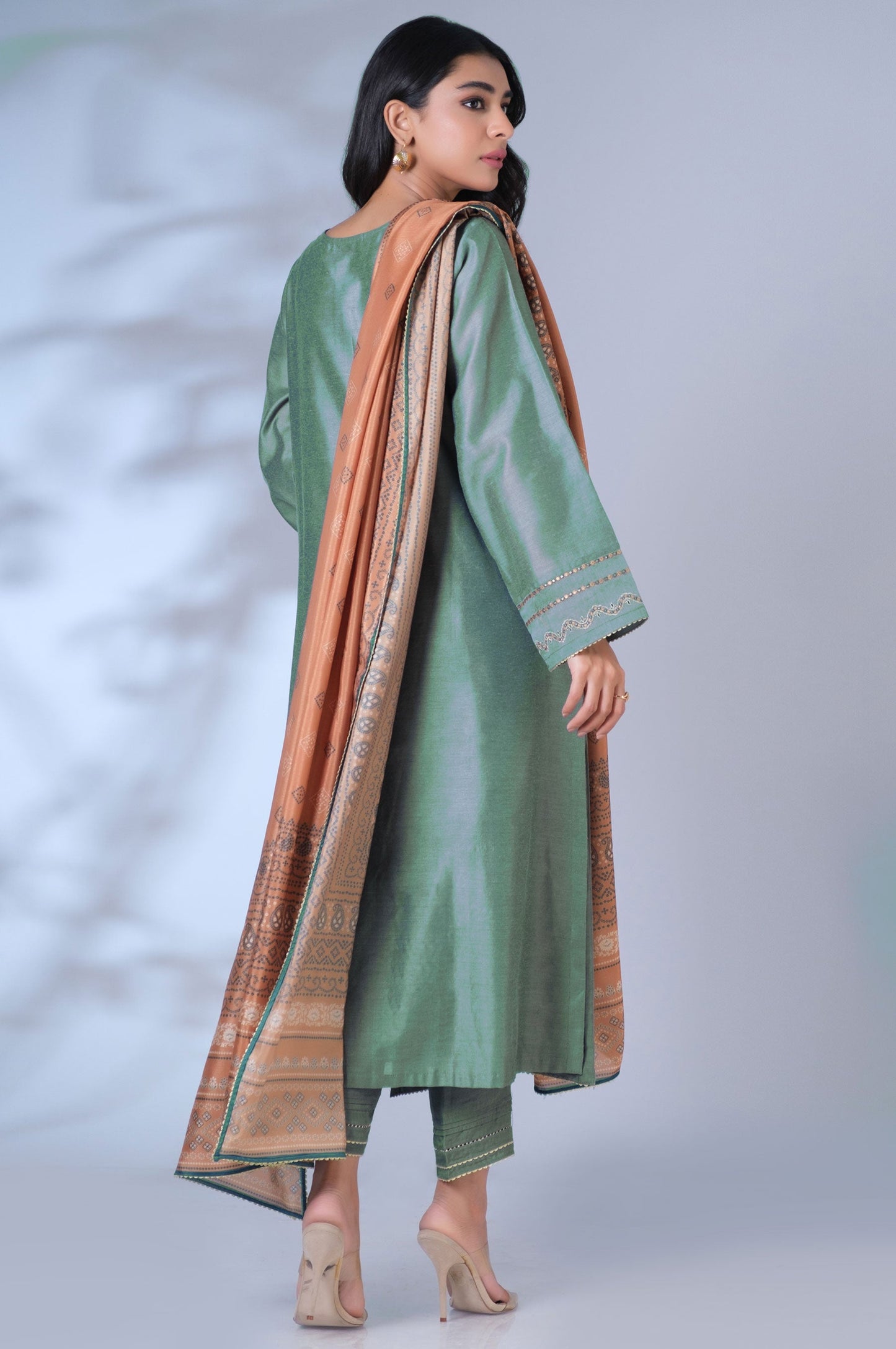 Unstitched 3 Piece Embroidered Cotton Net Suit