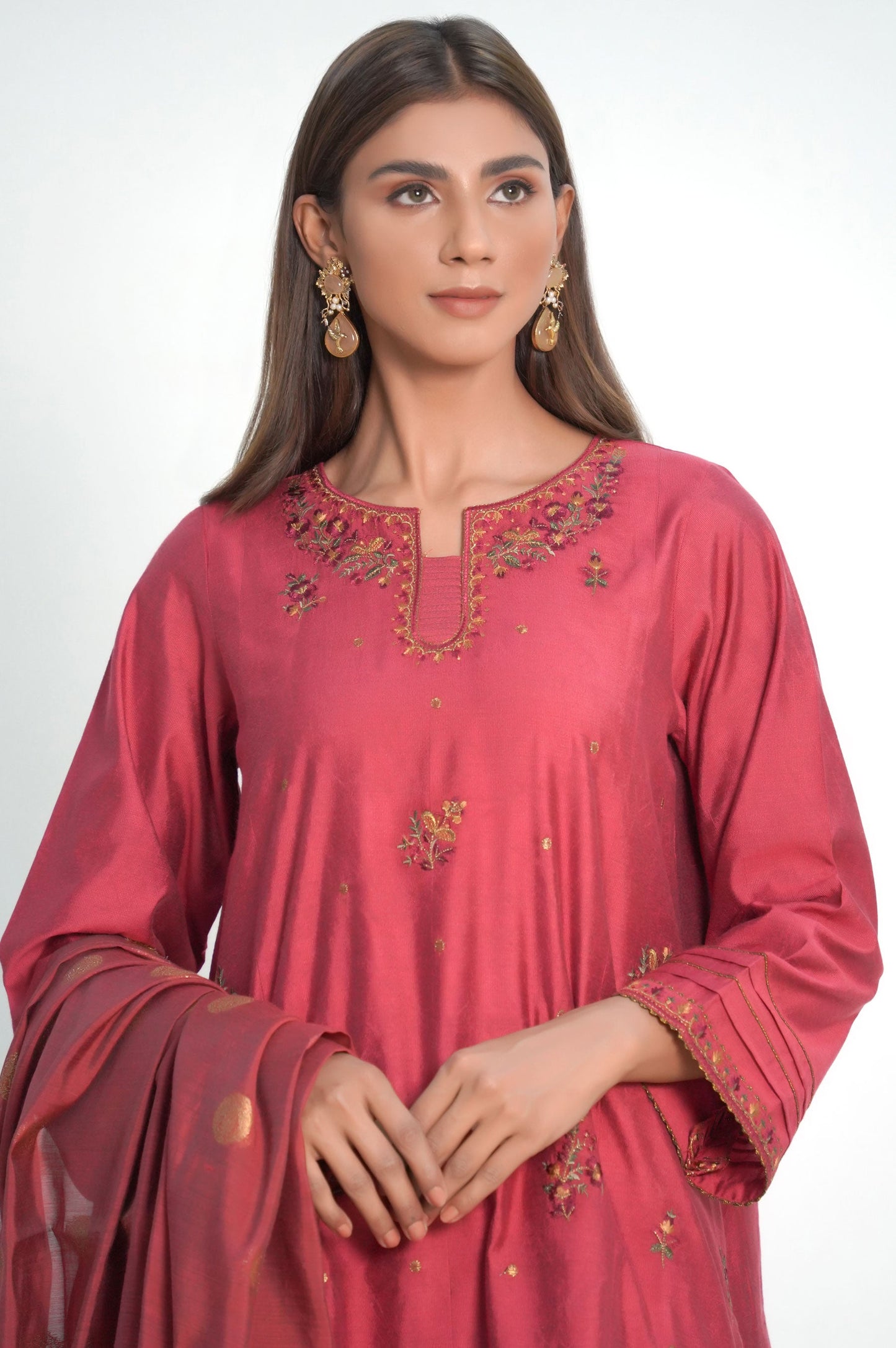 Unstitched 3 Piece Embroidered Cotton Net Suit