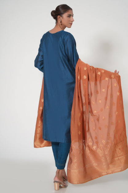3 Piece Unstitched Embroidered Cotton Net Suit