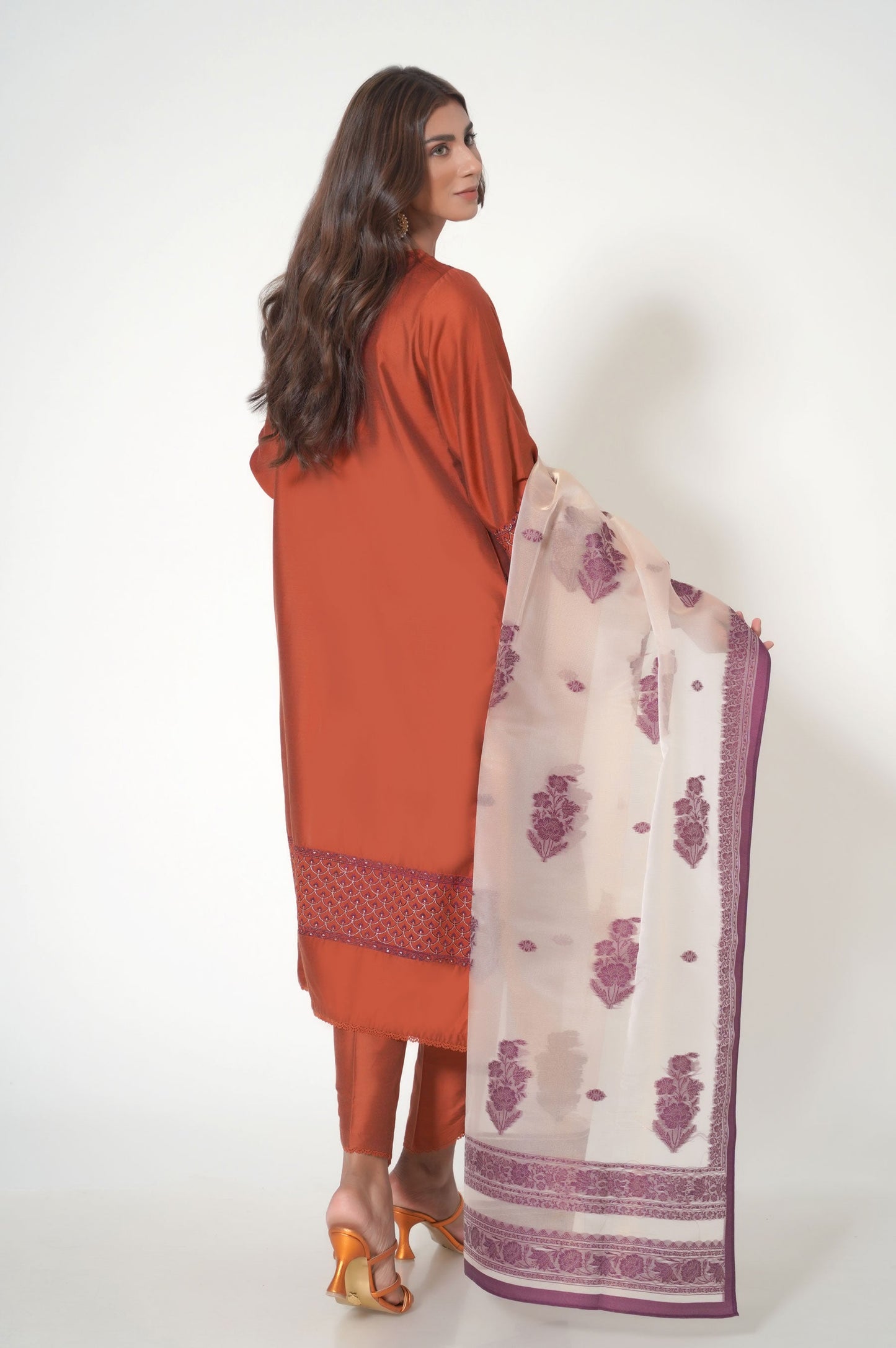 3 Pieces Unstitched Embroidered Cotton Silk Suit