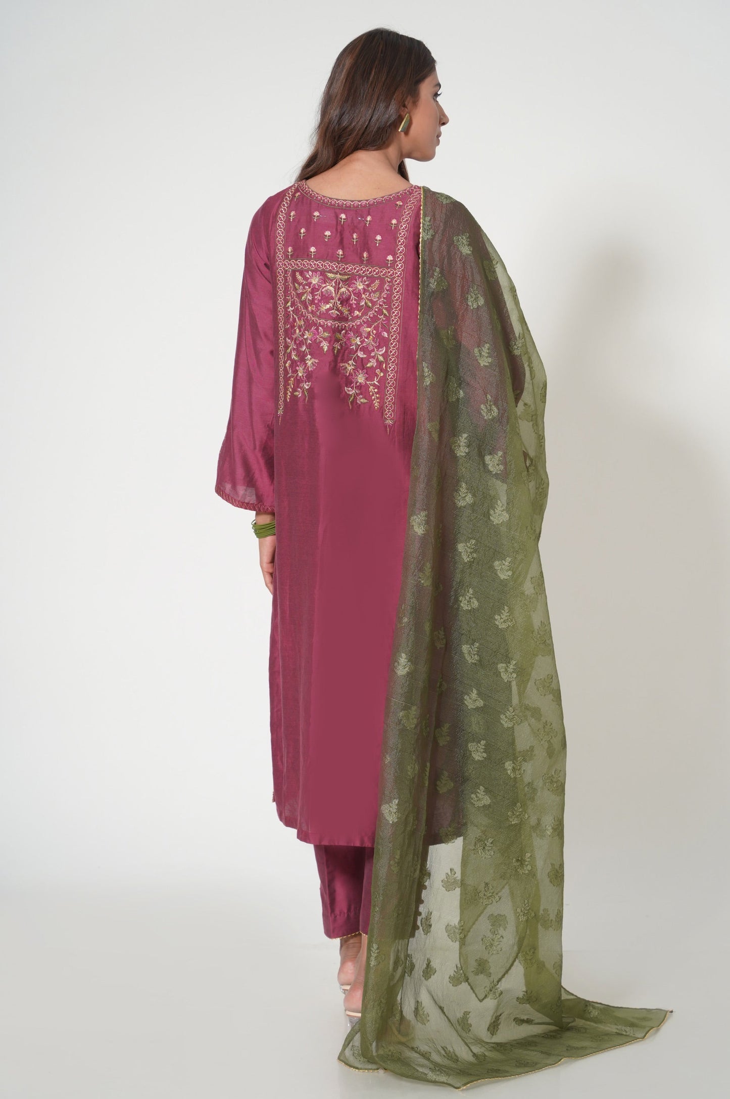 Unstitched 3 Piece Embroidered Cotton Silk Suit