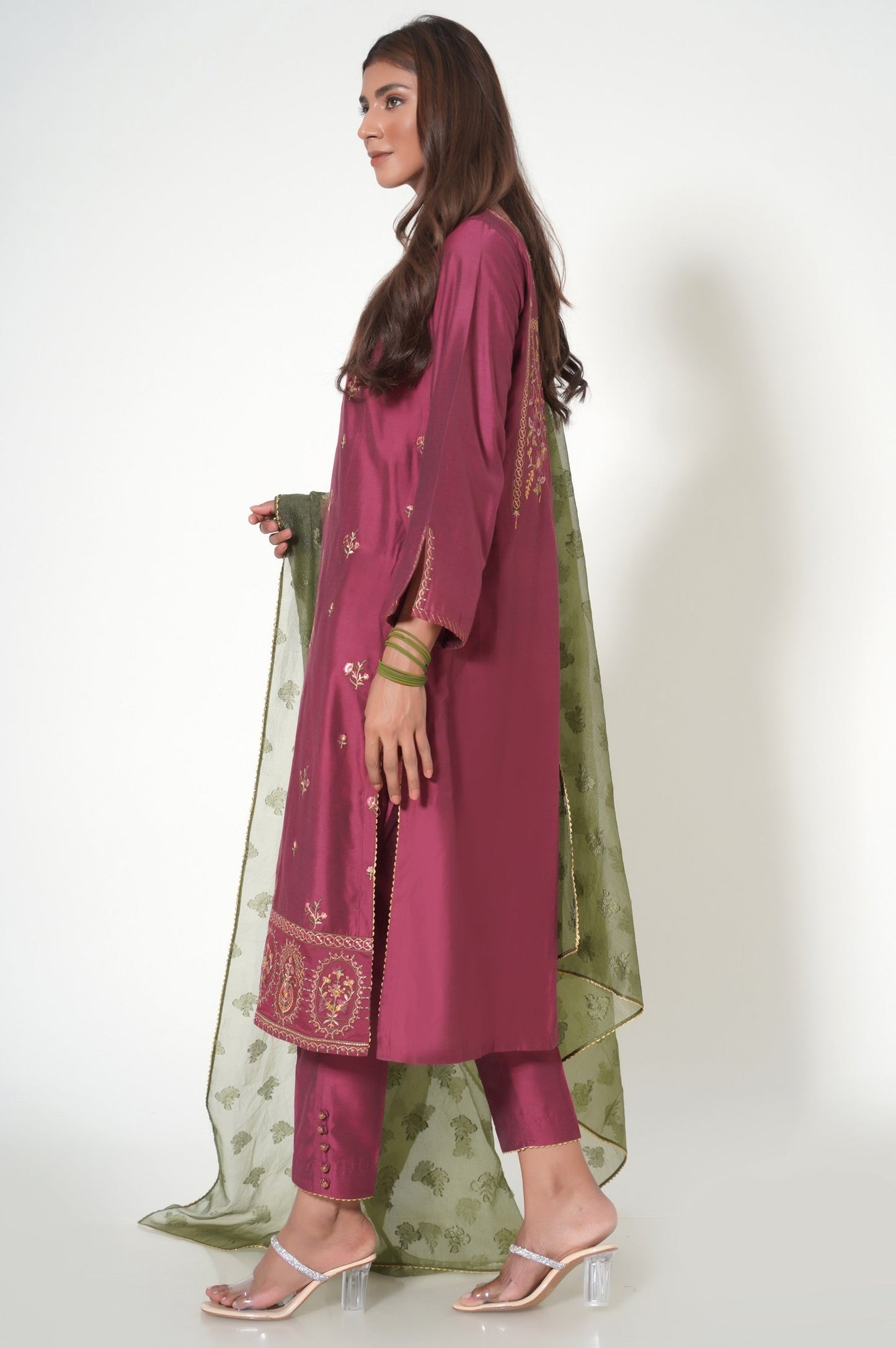 Unstitched 3 Piece Embroidered Cotton Silk Suit