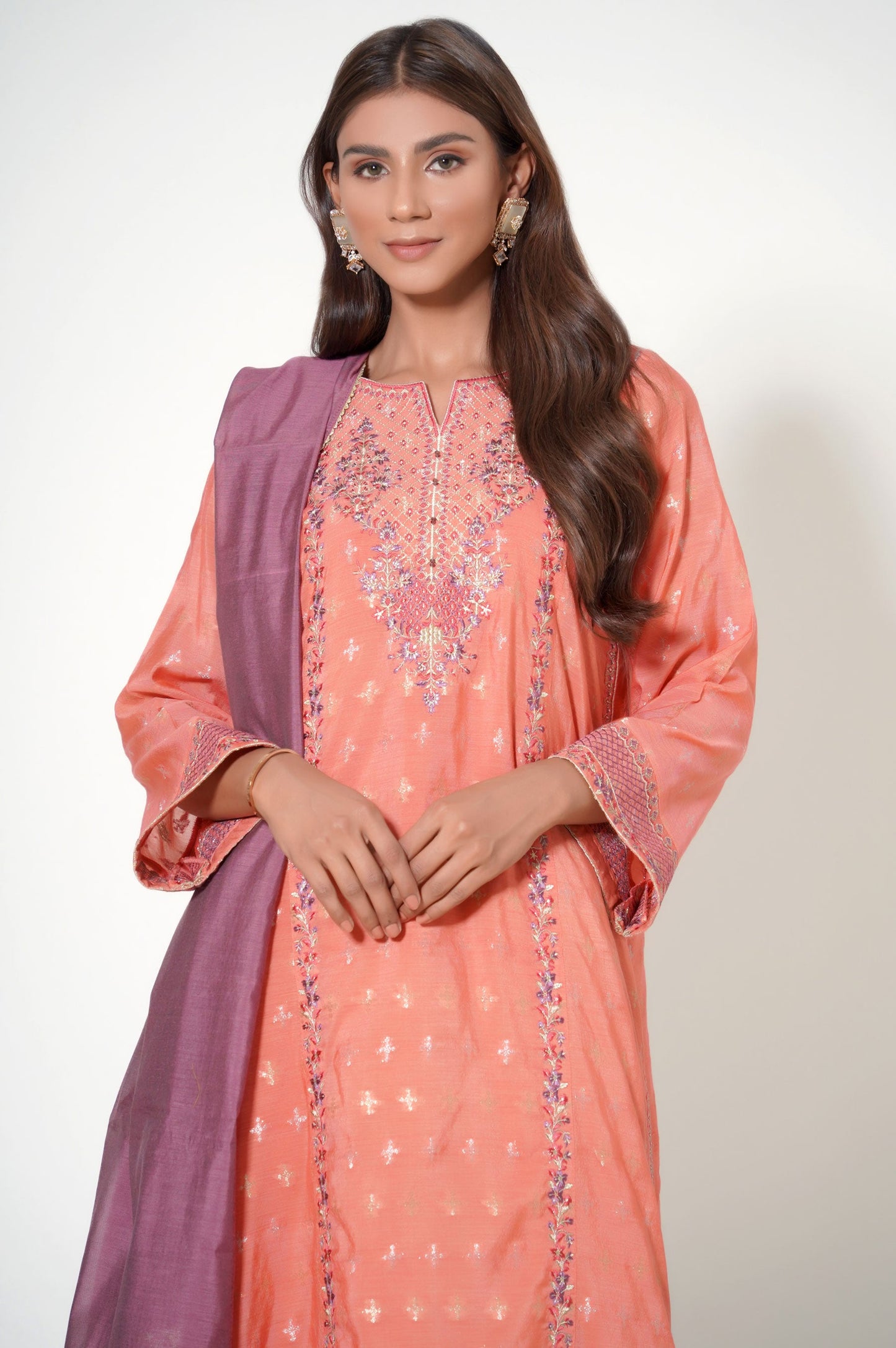 3 Piece Unstitched Embroidered Zari Jacquard Suit