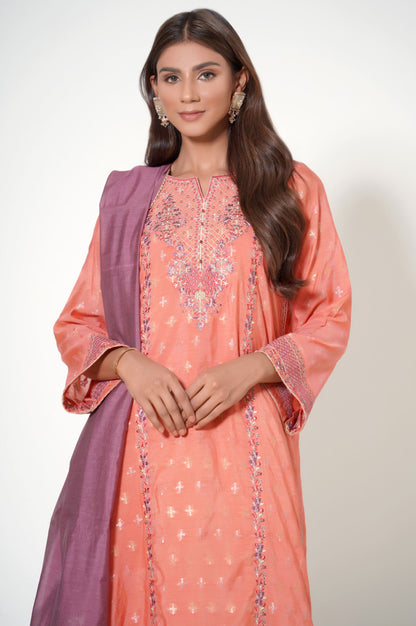 3 Piece Unstitched Embroidered Zari Jacquard Suit