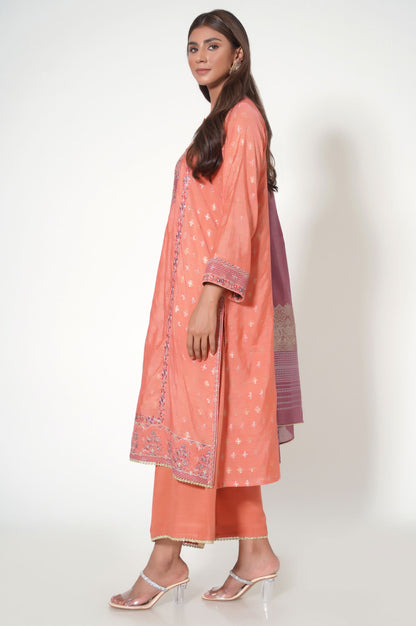 3 Piece Unstitched Embroidered Zari Jacquard Suit