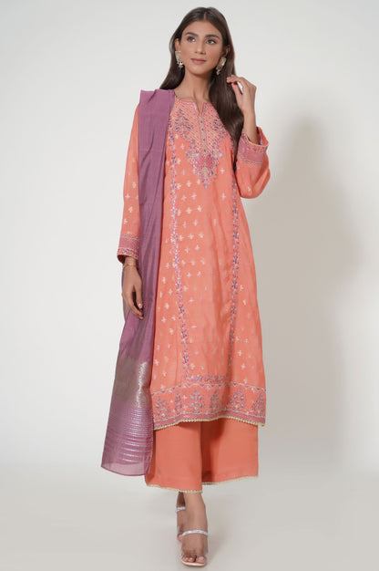 3 Piece Unstitched Embroidered Zari Jacquard Suit