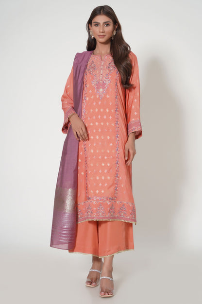 3 Piece Unstitched Embroidered Zari Jacquard Suit