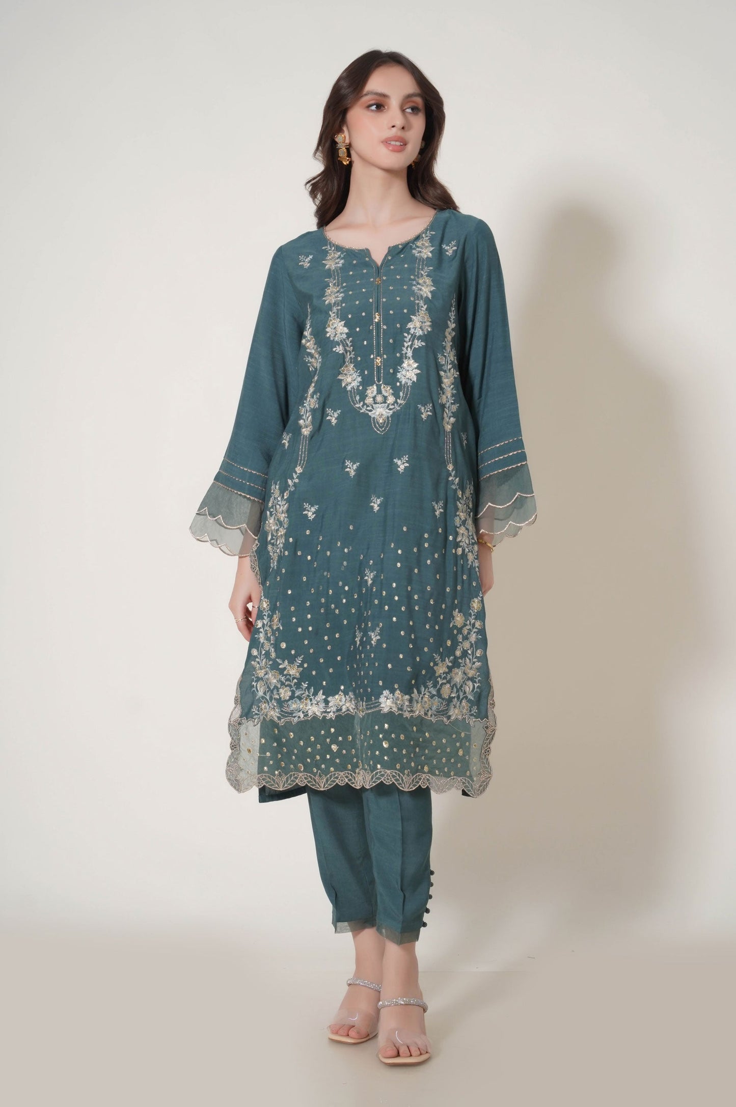 3 Piece Unstitched Embroidered Raw Silk Suit